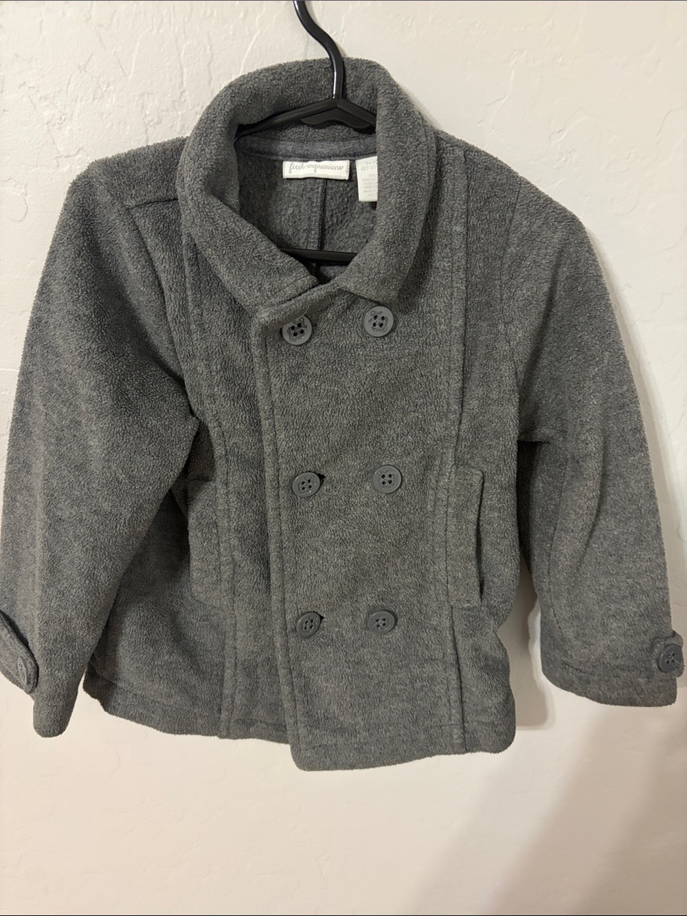 First Impressions Kids Charcoal Gray Double-Breasted Pea Coat